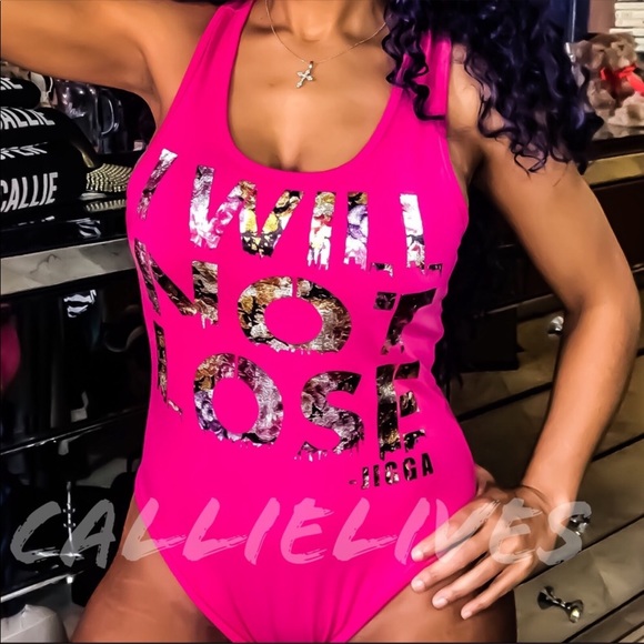 Callie Pink: I WILL NOT LOSE Leotard Bodysuit Top - Picture 2 of 6